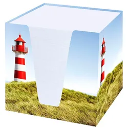 RNK-Verlag Zettelbox Leuchtturm weiß inkl. ca. 900 Notizzettel weiß