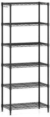 Costway 6-Tier Metal Storage Shelving Unit with V-Shaped Wire Rack and 900 LBS Capacity-Black