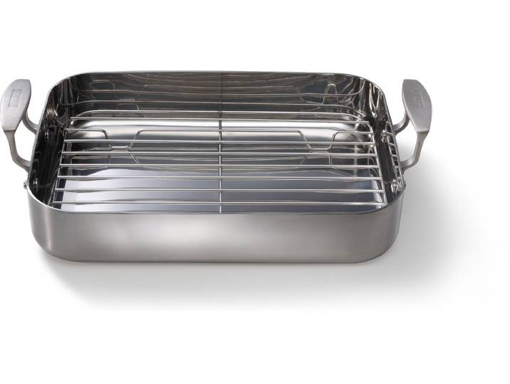 Skottsberg - Braadslede met rooster - Inductie - Ovenbestendig - Stainless Steel - 35 x 25 cm - RVS - Alle warmtebronnen