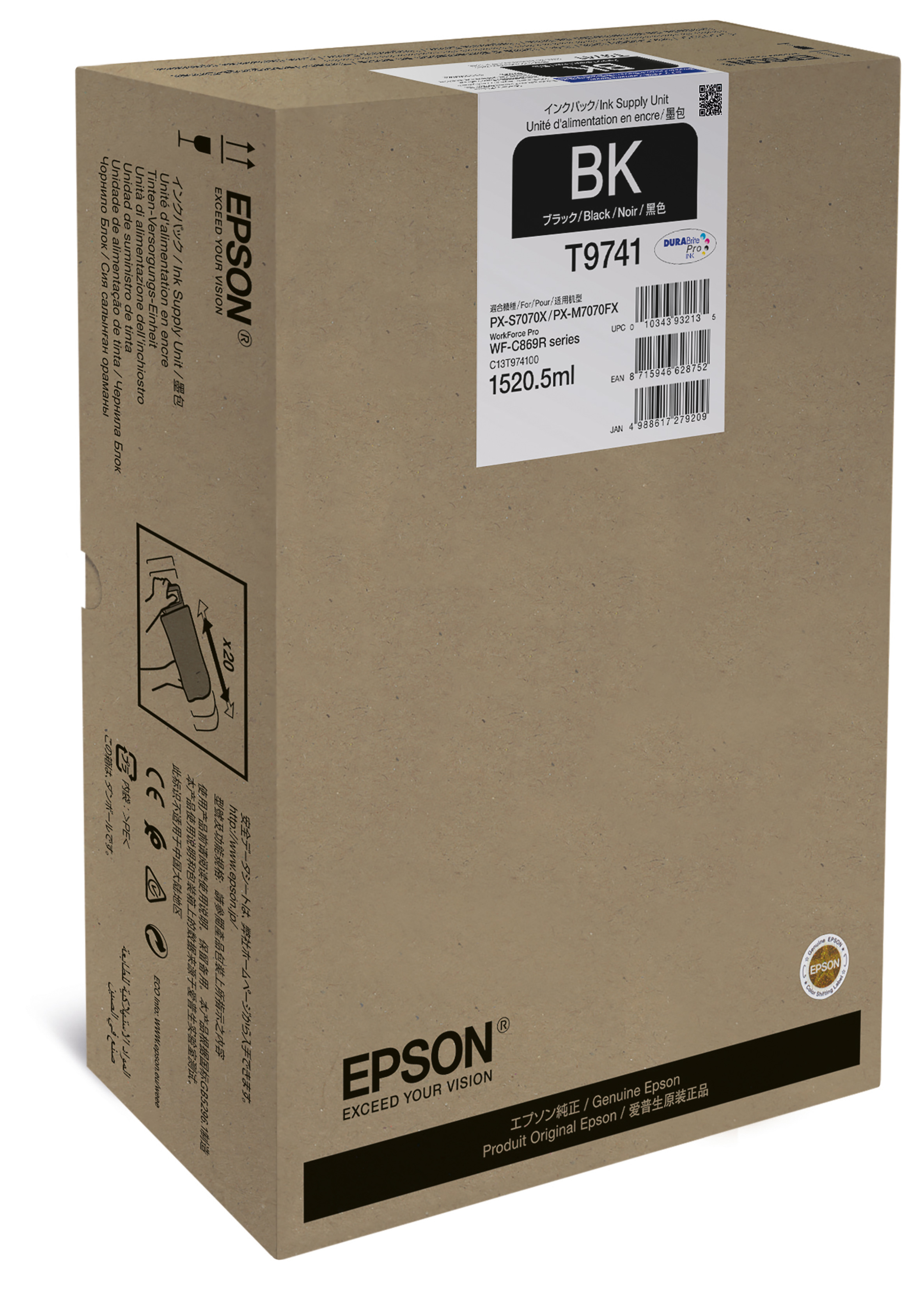 Epson Black XXL Ink Supply Unit, Hohe (XL-) Ausbeute, Schwarz, Tinte auf Pigmentbasis, 1520,5 ml, 1 Stück(e), 86000 Seiten