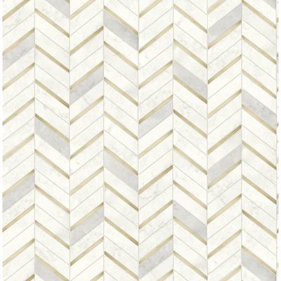 NextWall Chevron Marble Tile Peel and Stick Wallpaper