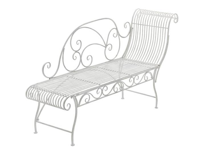 CLP Gartenliege Metall antik weiß, Perlmutt, 156x78x46 cm, Gartenmöbel, Gartenliegen