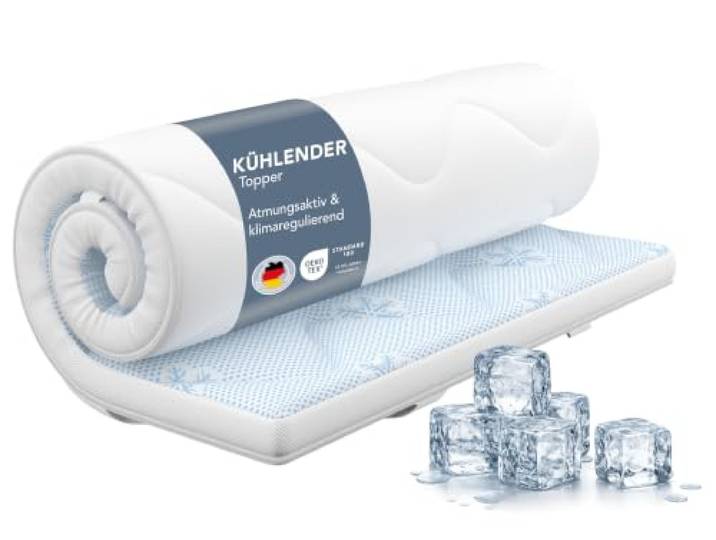 XDREAM Matratzentopper mit Kühleffekt atmungsaktiv mit Kaltschaumkern für Matratzen bis 30cm Matratzentopper gegen Schwitzen waschbar 40 Grad Allergiker geeignet 6 cm hoch 100 x 200 cm