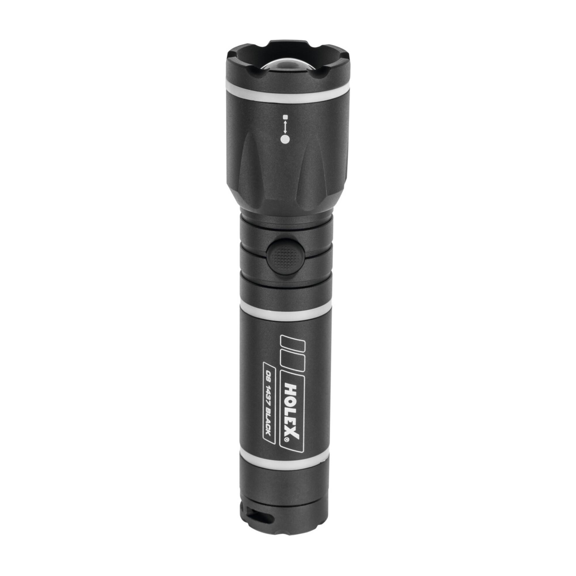 HOLEX LED-Taschenlampe mit Batterien, schwarz (081437 BLACK)