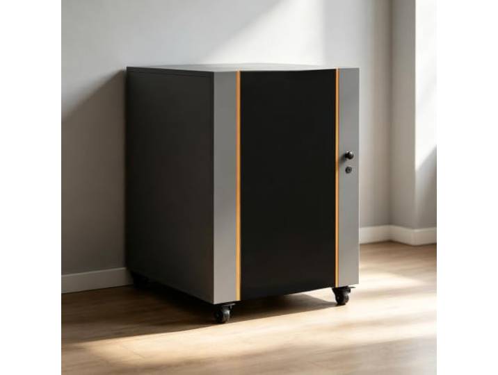 Hifi Rack mit Gittertür, Belüftung und Böden,Holz Audio Schrank für Zuhause Mobiler Plattenspieler Schrank mit Kabelöffnung, Stauraum für HiFi, Heimkino, Studio(Gray 23.2*23.6*23.6IN)