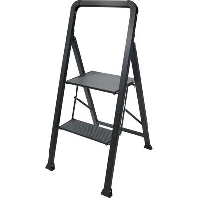 WellHome - Klapptritt mit 2 Stufen 47,5x42,5x85 cm aus Stahl in Schwarz