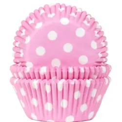 Muffinförmchen, 50 St., rosa mit weißen Punkten