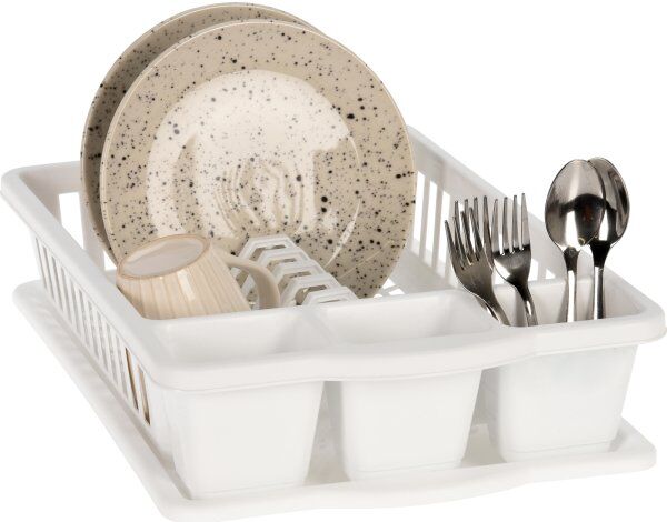 No-Name Opvaskestativ M/bakke, Plast, Hvid, 39,5x26x8,5cm