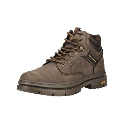 Schnürstiefelette JEEP "Jeep Stiefelette Lederimitat/Textil", Herren, Gr. 41, braun (dunkelbraun), Lederimitat, Textil, Schuhe Schnürstiefelette