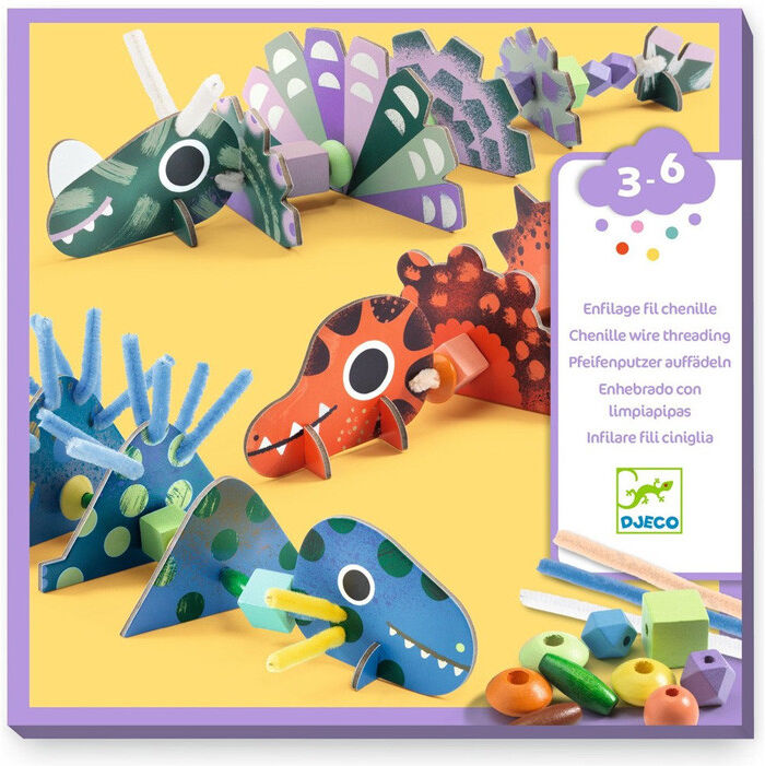 Coffret Enfilage Fil chenille : Terribles dinos - Djeco