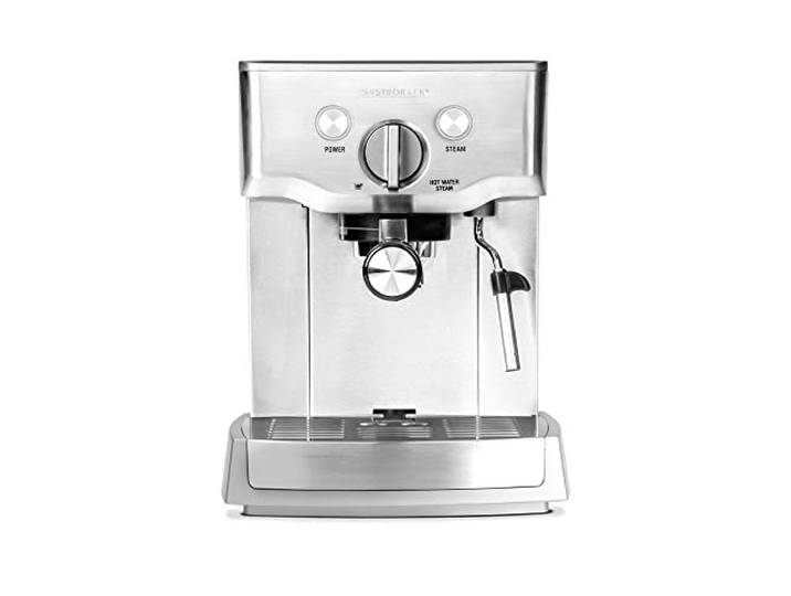 Gastroback 42709 Design Espresso Pro, Espressomaschine mit Siebträger, Milchaufschäumdüse, 15 bar, 1.5 L, Thermoblock-Heizsystem, 18/8 Edelstahl, Grau