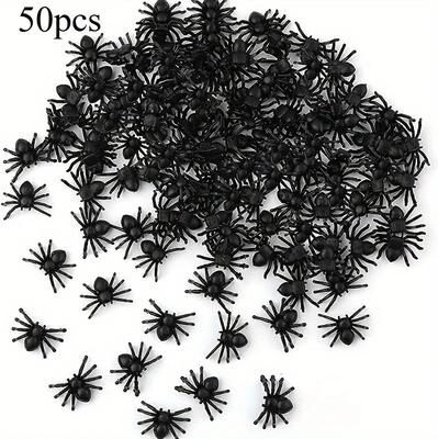 Uplift Treasures Realistic Mini Plastic Spider Halloween Decoration Set 50pcs