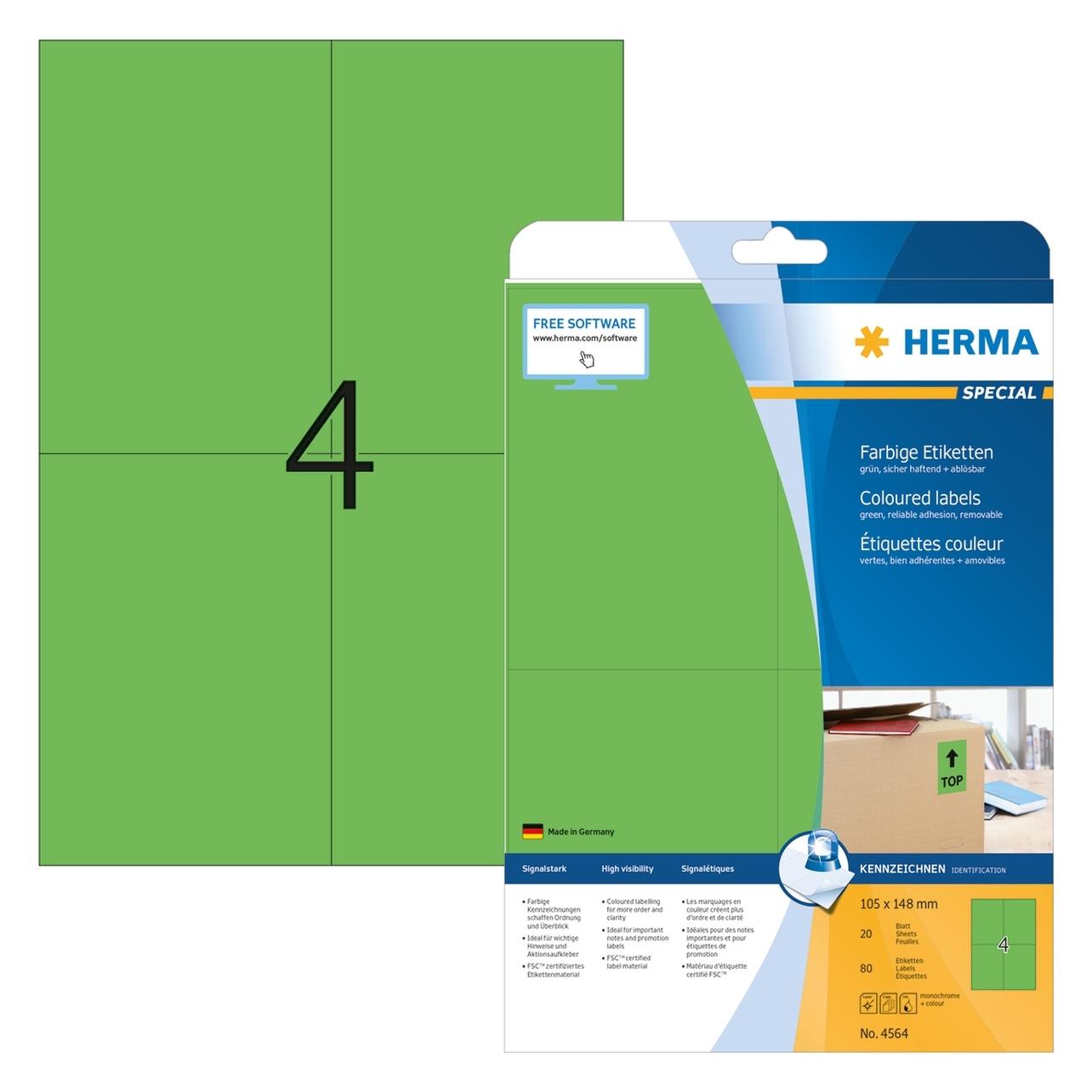 Herma Farbige Etiketten A4 ablösbar (4564)