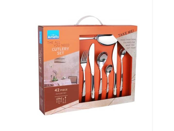 Amefa Gaïa - Coffret cadeau 42 pièces Coffret cadeau 42 couverts pour 6 personnes\, Inox 18/0\, Finition brillante\, Épaisseur 2\,5 mm