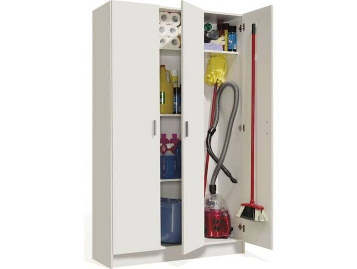 Armoire de rangement nettoyage 3 portes - MULTIUSOS - Blanc - Contemporain