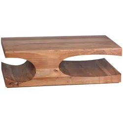 COUCHTISCH BOHA aus Massivholz im Landhausstil mit Designelementen, Akazie 70x118x38 cm