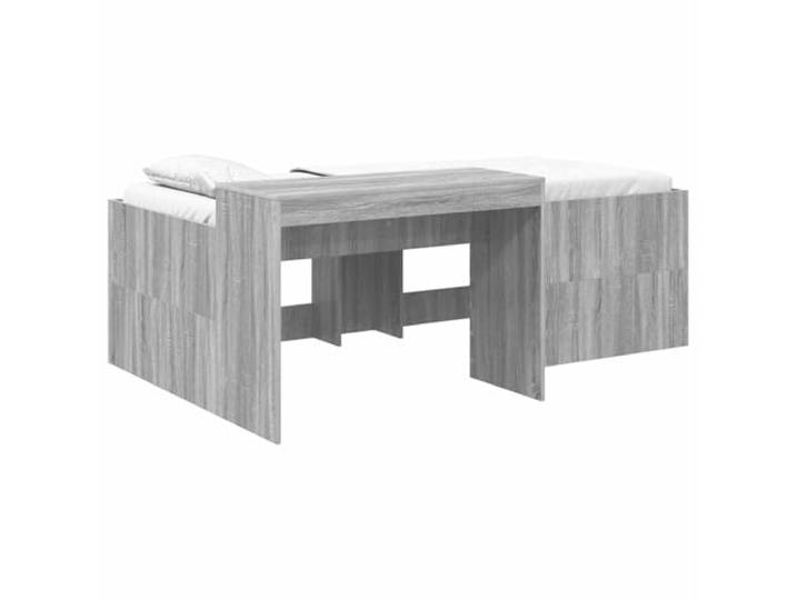 HFXHIJXQ Hochbett mit Schreibtisch 203x142 cm Bettgestell Grau Sonoma Platzsparendes Bettgestell aus Holzwerkstoff mit integriertem Tisch und Lattenrost für Schlafzimmer und Home Office.