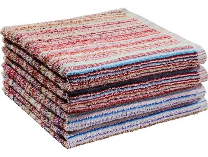 REDBEST Frottier-Geschirrtuch 4er-Pack Streifen bunt Größe 50x70 cm - gute Feuchtigkeitsaufnahme, weiches Material, nachhaltig produziert