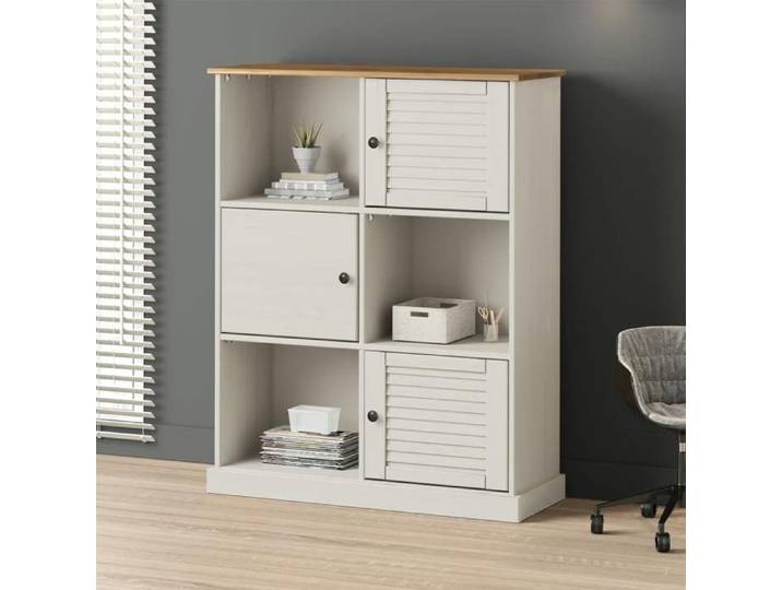 Bibliothèque VIGO blanc 90x35x114 5 cm bois massif de pin 353182