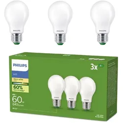 3er Set Philips LEDclassic Ultra Efficient A60 E27 4W 2700K Matt – extrem effiziente LED-Lampe wie 60 Watt