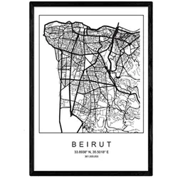 POSTER Beirut Stadtkarte – Nordisch A4 Rahmenlos
