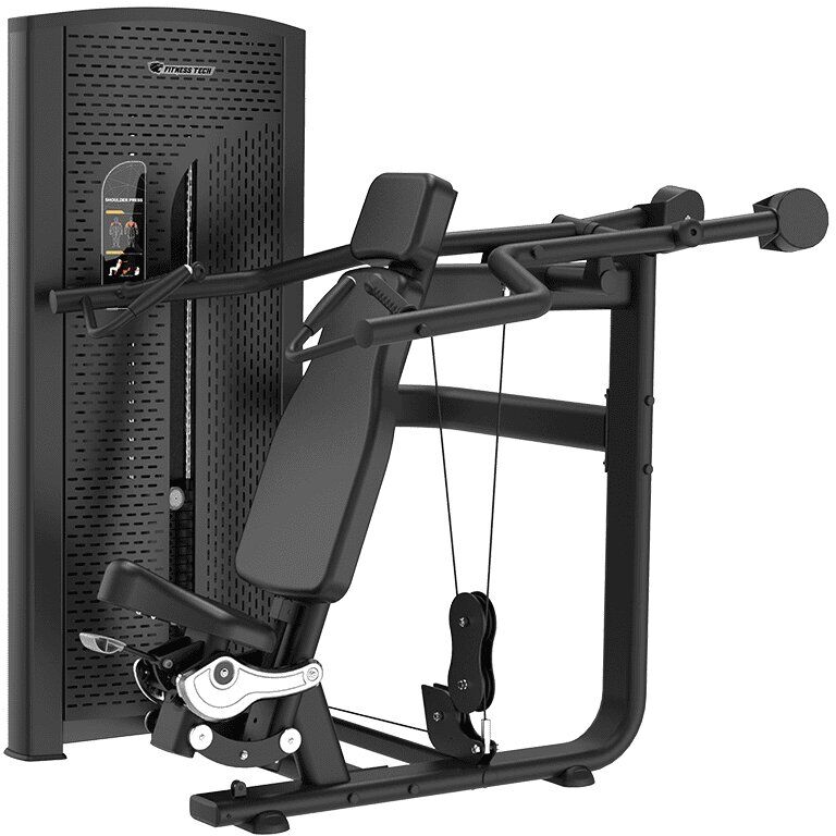 Fitness Tech Máquina selectorizada press militar Pro Series . Negro