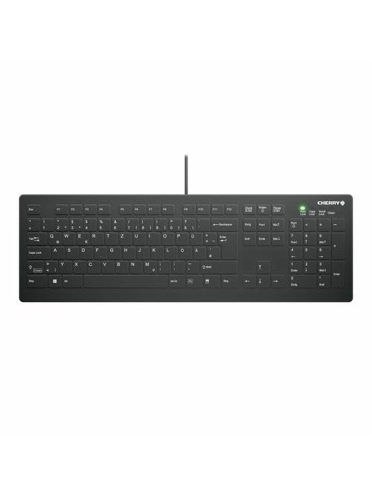 Cherry Active Key AK-C8112 - keyboard - wipe disinfection flat key profile IP68 - 100% full size - QWERTZ - German - black Input Device - Tastatur - Full-Size - Deutsch - Schwarz