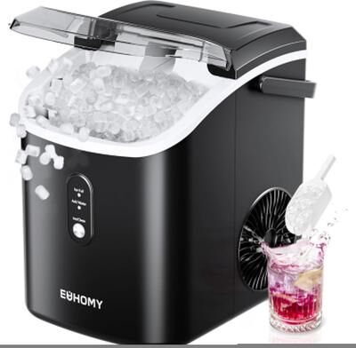 Euhomy IM002NBL Black Countertop Portable Nugget Ice Maker