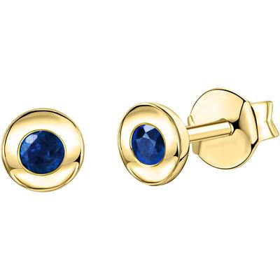 Paar Ohrstecker FIRETTI "Schmuck Geschenk, Ohrringe Solitär, Gold 375", bunt (gelbgoldfarben, dunkelblau, dunkelblau), Ohrringe, Damen, 4,2mm, Gelbgold 375, mit Rubin, Saphir oder Smaragd