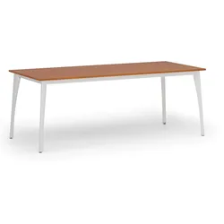 Konferenztisch PRIMO OMEGA, 200x90 cm, weißes Metallgestell, Kirschbaum