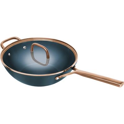 Wok ZWILLING "Milano", blau, B:30cm H:13,5cm L:58cm Ø:30cm, Pfannen, Wok, Keramik-Antihaftbeschichtung, Induktion, Made in Italy