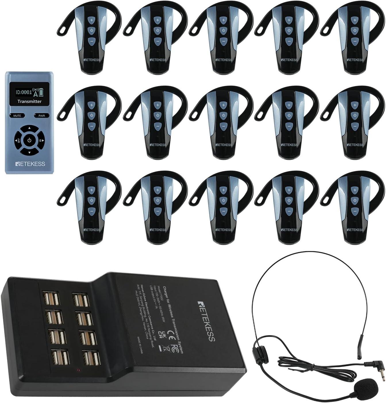 Retekess TT106S Tour Guide System, Drahtloses Audiosystem, Lange Lebensdauer, 200 m, One-Touch-Steuerung, Großtasten-Design, für Konferenzen, Reisen