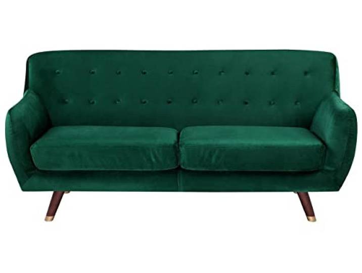 Beliani Modernes 3er Retro-Sofa aus Samtstoff in Smaragdgrün Bodo