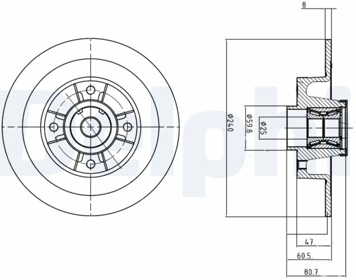 Bremsscheibe DELPHI BG9028RS hinten, voll, 1 Stück