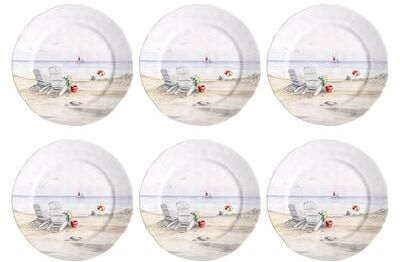 "Abode Homewares By the Shore Melamine Dinner Plate - White - 10.5"" - Set of 6"
