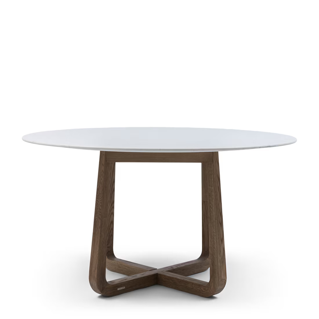 Rivièra Maison Casone Ronde Eettafel van Marmer en Eikenhout, Wit, Breedte: 140 cm