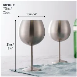 Oak & Steel Edelstahl Gin Gläser Silber 4er-Set, Cocktailgläser, Grau, Silber