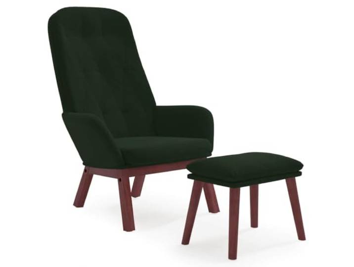 NLQMSU Relaxsessel mit Fußstütze, Dunkelgrün, Samt Weicher Samt, Füße aus massivem Gummibaumholz, robuster Metallrahmen, Fußhocker, elegantes Design