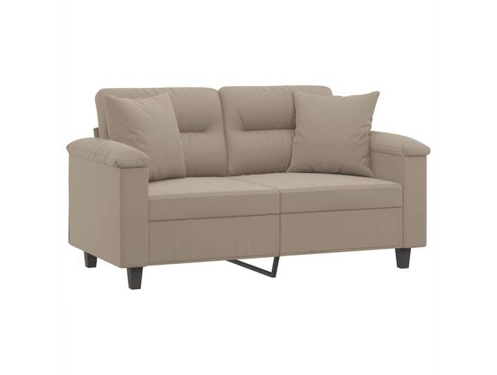 vidaXL Sofa 2-Sitzer-Sofa mit Kissen Taupe 120 cm Mikrofasergewebe