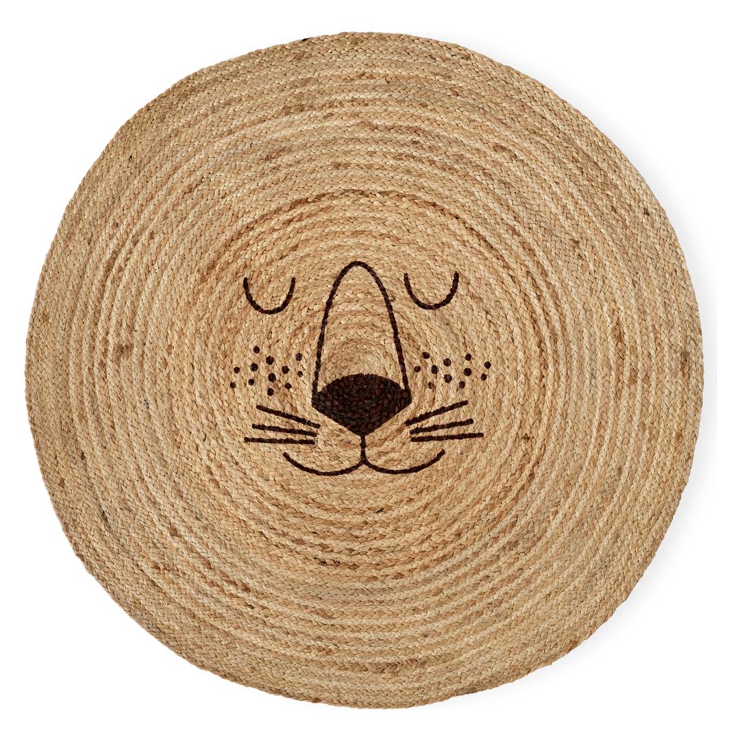 Rice - Jute Floor Mate with Lion Face - Natural (90 cm) (FLMAT-RNLEO)