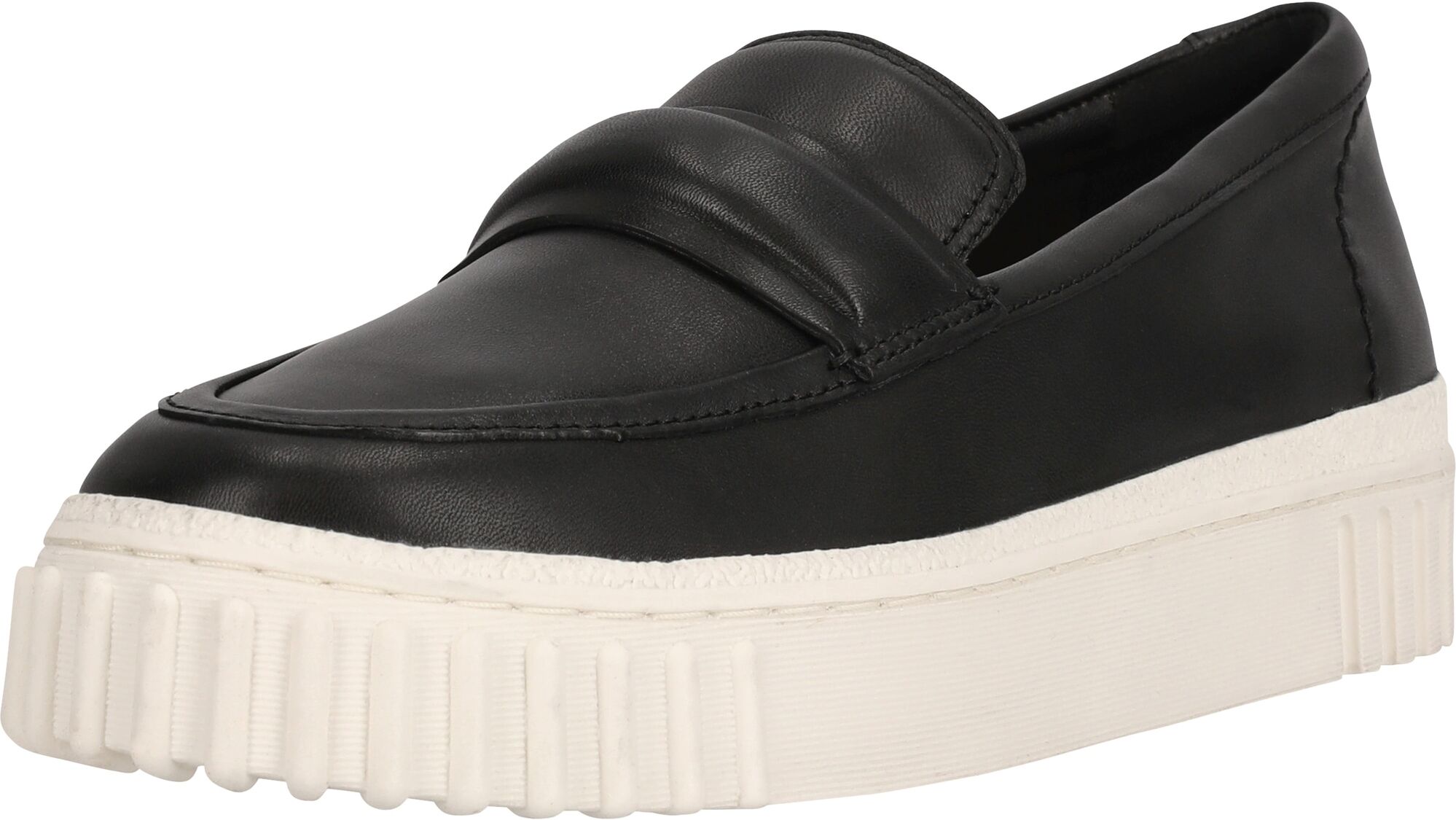Slipper CLARKS "Mayhill Cove", Damen, Gr. 35,5, Kunstfaser, schwarz, Leder, Schuhe Slipper, mit breiter Außen-Sohle