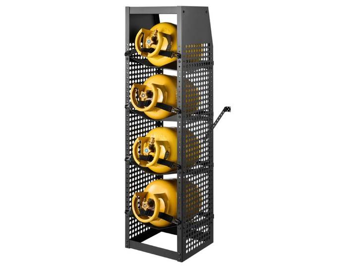 Rack Bouteille de Gaz-VEVOR-376x330x1321 mm 4 Niveaux pour 4 Bouteilles pour Fourgons Stockage d'Azote d'Oxygène Blanc