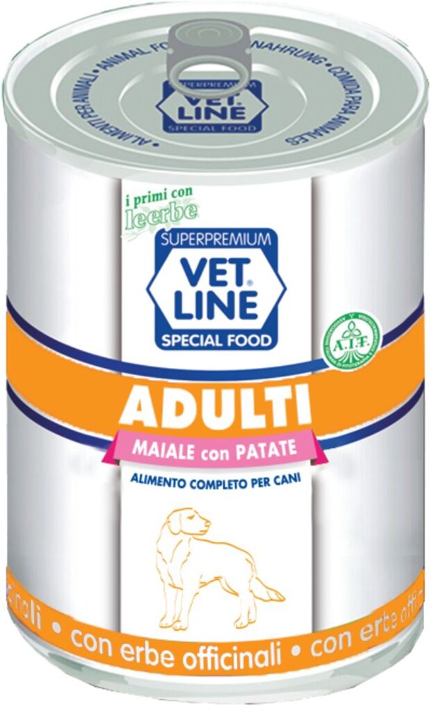 Vetline Vet Line Umido Adulti Maiale e Patate per Cani Adulti Monoproteico 400 gr