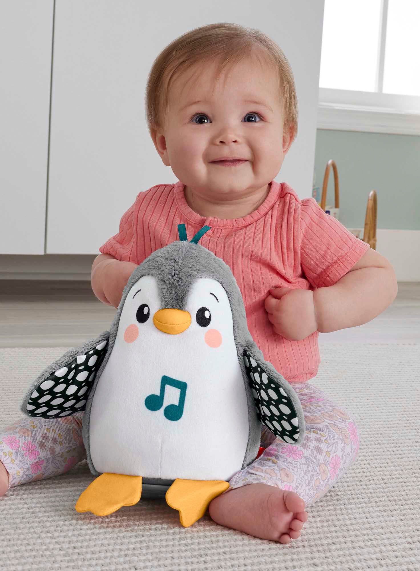 Fisher Price Lernspielzeug FISHER-PRICE "Flatter und Wackel Pinguin", grau (weiß, grau), Lernspielzeug, KinderH:20cm, Lernspielzeug, mit Musik, H:20cm