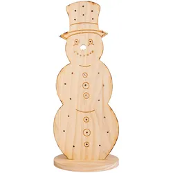 LED Schneemann Kiefer Außen Weihnachtsdeko IP44 Innen Holzdeko X-Mas, Timer, Batteriebetrieben, warmweiß, LxH 20 x 50 cm