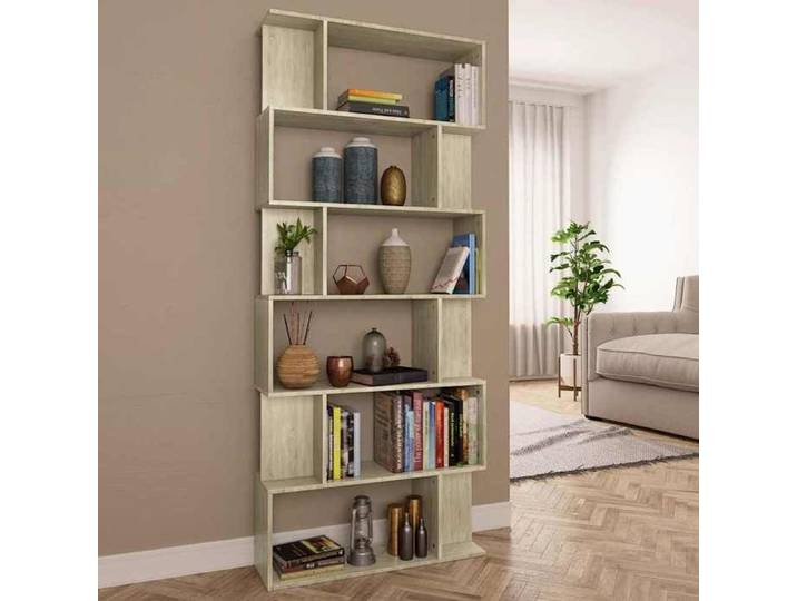 Bibliothèque séparatrice de pièce coloris chêne sonoma en bois d'ingénierie