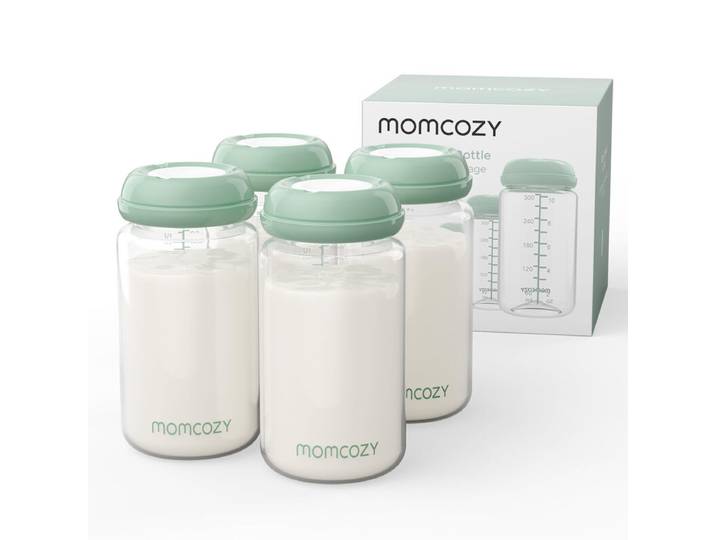 Momcozy Accessoire Pichet de Congélation pour Lait Maternel - Bouteilles de Conservation KA01 (4 Pièces, Vert)
