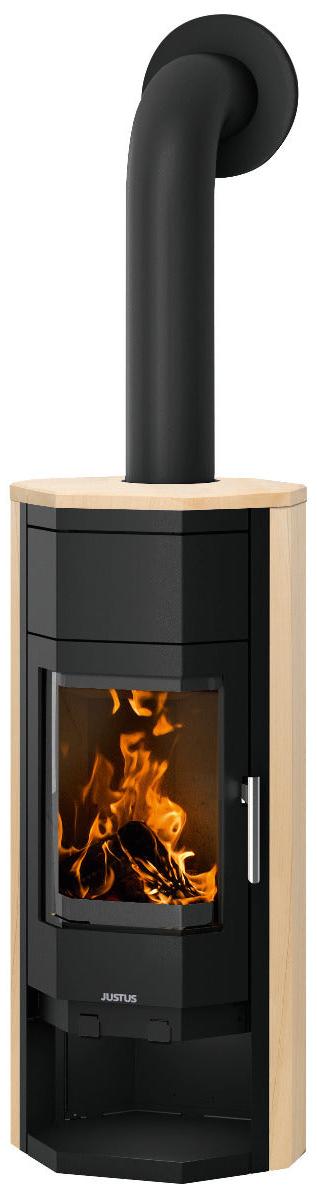 Justus | Kaminofen | Usedom 5 W+ 2.0 | 5,5 kW | Stahl Schwarz, Sandstein