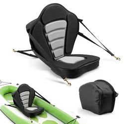 VEVOR 1 x Kajaksitz 65 mm Dicke, Gepolsterter Sitz für Stand-Up-Paddleboard, Bootssitz mit Rückenlehne & Aufbewahrungstasche & Verstellbaren Gurten für SUP Kanu Angelboot Aufblasbares Kajak