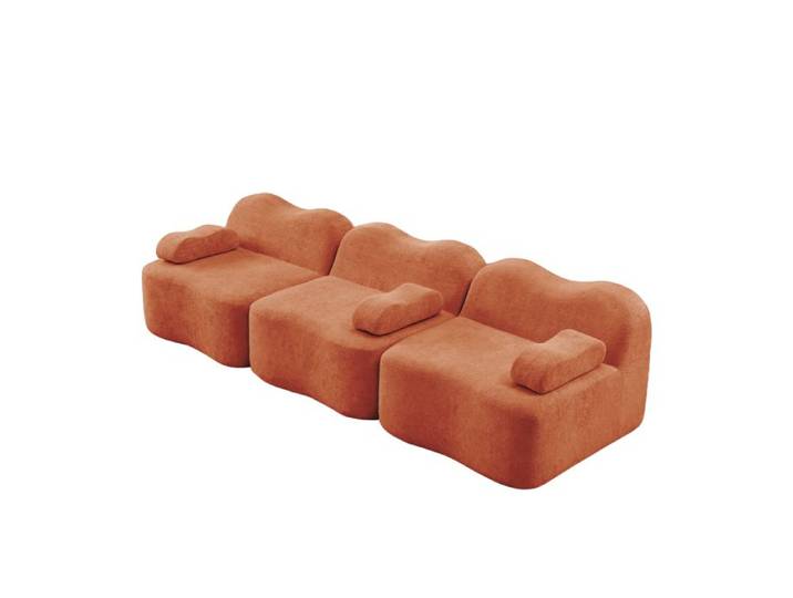 Canapé compressé d'angle modulaire -canapé-lit convertible droit 3 places - coussin de siège profond salon Orange